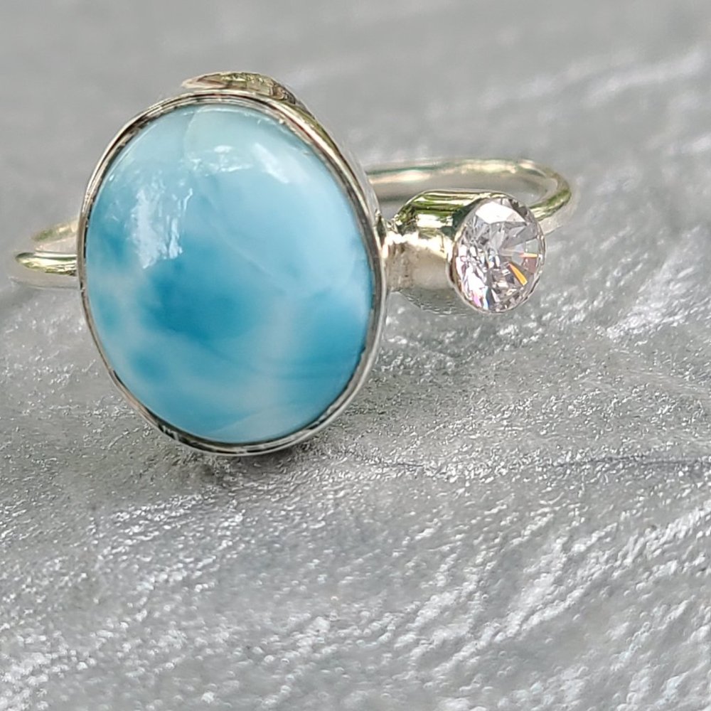 Larimar ring size 8-Sterling Silver